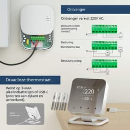 Warmara Thermostaat voor cv - CV Thermostaat - Slimme Thermostaat - Wit - 9cm x 9cm x 4cm — thumbnail 5