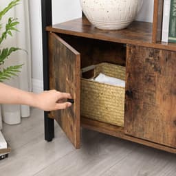 SNJY® Platenspeler Meubel - Platenspeler Kast - LP Houder - Platenhouder - 30D x 74B x 154,5H cm - Bruin/Zwart — thumbnail 3