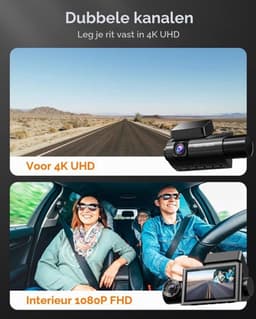 Dashcam 3-Kanaals - 4K Voorkant 1080P Binnen En Achter - 3 Inch LCD - USB Aansluiting - Zwart - Auto Beveiliging — thumbnail 3