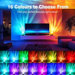 Northern Lights-sterrenhemelprojector, dimbare sfeerverlichting met 16 kleuren en instelbare helderheid, oplaadbare nachtlamp-projector met afstandsbediening, sfeerverlichting voor slaapkamer, plafond, feestjes, gaming en babykamers [Energieklasse G] — thumbnail 5