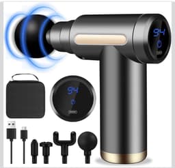 Mini Massage Gun – 6 Snelheden & 4 Massagekoppen | LCD Display | Ultrastil | Spierpijnverlichting | Draagbaa — thumbnail 1