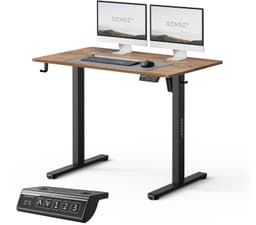 SENSE7 NOJO LIGHT - Elektrisch Verstelbaar Bureau - 100x60 cm - Geheugenfunctie - Zit Sta Bureau - Computertafel - Donkerbruin — thumbnail 1