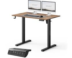 SENSE7 NOJO LIGHT - Elektrisch Verstelbaar Bureau - 100x60 cm - Geheugenfunctie - Zit Sta Bureau - Computertafel - Donkerbruin