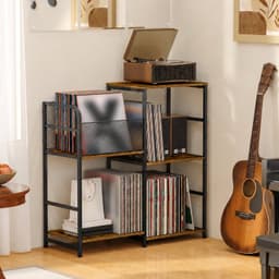 OUYLAF XXL LP Opbergsysteem - Tot 300 Platen - platenspeler kast - LP houder - 70x30x77.6cm - Platenspeler Meubel - Vintage Bruin LP kast - Vinyl houder — thumbnail 4