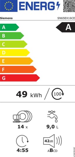 Siemens SN65EX16CE - iQ500 - Inbouw Vaatwasser - Volledig Geïntegreerd - 60 cm - 10% zuiniger dan energielabel A - 14 Couverts - Home Connect — thumbnail 2