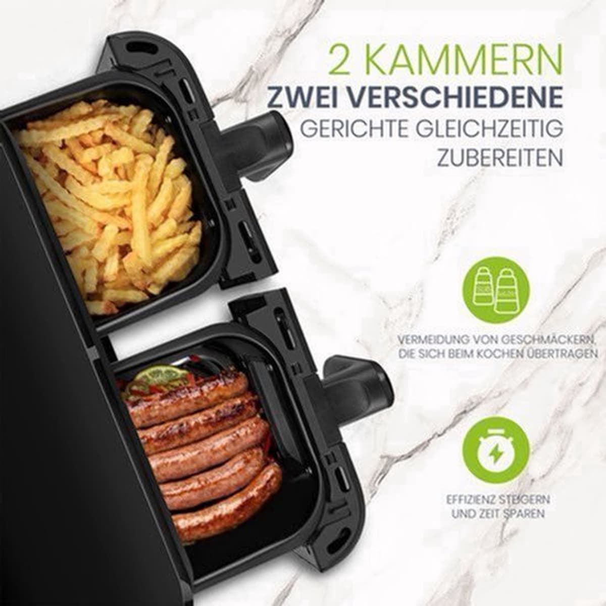 Heteluchtfriteuse - Dubbele Mand - 2400 W - 10L Capaciteit - LED Touchscreen - Gezond Koken — afbeelding 1