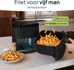 Vivid Green Airfryer 5L – Tot 5 Personen – 12 Programma's – Ribbeldesign – Vaatwasserbestendig – PFAS-vrij – Zwart — thumbnail 5