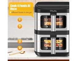Heteluchtfriteuse – Airfryer – Friteuse – Luchtfriteuse – Digitale Oven – 11 Liter Capaciteit – Dubbele Mand met Cook & Sync Systeem