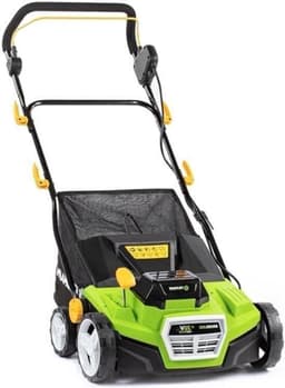 Verticuteermachine – Elektrische Gazonschraper – Mosverwijderaar – Gazonbeluchter – Accu Verticuteerder – Borstelloze Motor – Werkbreedte 38 cm met 16 Messen – 5 Instelbare Dieptes en Ergonomische Handgreep — thumbnail 1