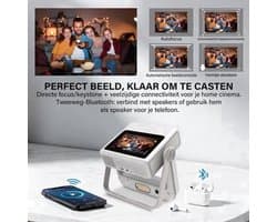 Beamer 1200 ANSI Lumen - Full HD 1080p Resolutie - LCD Scherm - WiFi 6 Bluetooth - Draagbare Thuisbioscoop Projector