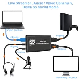 Daroyx® VCC4K Pro2 Video Capture Card - USB-A 3.0 - HDMI 4K@60Hz - Game Capture voor PC, Mac, PS4, PS5, Nintendo, Xbox en meer - Zwart — thumbnail 2