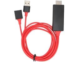 SnelShoppen - HDTV Kabeladapter 1080p HD Multimedia Interface voor TV, Monitor en Projector - Rood - Ideaal voor Films, Gaming en Presentaties