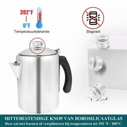 Ploutos® Percolator - Geschikt voor Inductie - Bialetti - Zwart/Wit - 13cm x 13cm x 21cm — thumbnail 4