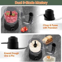 SnelShoppen - 1500 W Keukenmachine & Mixercombinatie met 2,5L Hakmolen voor Vlees, Groenten & Deeg, 2L Blender met Glas, 2 Snelheden & Pulsfunctie voo — thumbnail 3