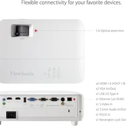 SnelShoppen - DLP Beamer voor Business Presentaties - WUXGA 3500 ANSI Lumen - 2x HDMI - 1.1x Zoom - 2 Watt Luidspreker - Wit voor Kantoor en Thuisgebr — thumbnail 4