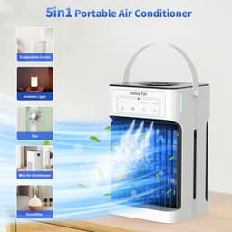 SnelShoppen - Mobiele Airconditioning Mini Luchtkoeler met Waterkoeling, 1100 ml Watertank, 3 Luchtsnelheden, 3 Koelnevels, 2-8 Uur Timer, 7 LED Kleur — thumbnail 2