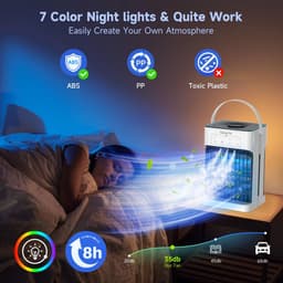 SnelShoppen - Mobiele Airconditioning Mini Luchtkoeler met Waterkoeling, 1100 ml Watertank, 3 Luchtsnelheden, 3 Koelnevels, 2-8 Uur Timer, 7 LED Kleur — thumbnail 3