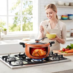 Multi-Cooker Snelkookpan - Rijstkoker Stoompan - Snel Maaltijden Bereiden - Transparant Deksel - 28 cm - Zwart — thumbnail 3