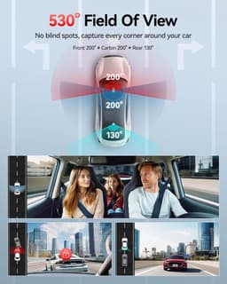 Dashcam voor auto - Zwart - 3 kanalen - 2,5K + 2,5K + 1080p infrarood nachtzicht - Met touchscreen en GPS voor optimale veiligheid — thumbnail 2