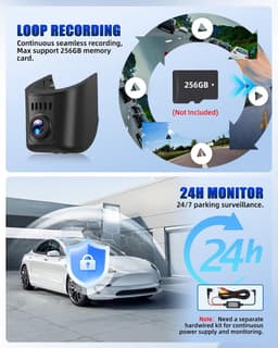 Dashcam voor auto - Zwart - 3,16 inch - Dual Camera met Wifi en Loop-opname - Voor BMW 5- en 7-Serie — thumbnail 5