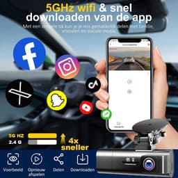 Dashcam voor auto - Zwart - 3.16 inch scherm - 3-Lenzen 4K+1080P met Nachtzicht en G-Sensor - Voor Personenauto's — thumbnail 2