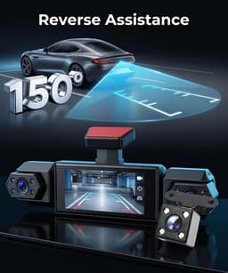 Dashcam voor auto - Zwart - 7 x 14 x 10 cm - 4 Camera's met 1080P Nachtzicht en 360 Graden Bewaking — thumbnail 3