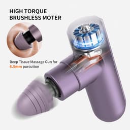 Massagepistool - Zonsondergang Paars - 11 cm - Draagbaar Spiermassagepistool met 4 Massagehoofden - Voor Thuis en Sport — thumbnail 5