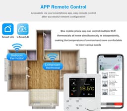 Slimme Wifi Thermostaat - Kleur Display - Temperatuur Regelen - 4-buis Systeem - 8.6 cm - Wit — thumbnail 5
