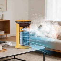 Draagbare mini-airconditioner - USB-verdampingsluchtkoeler, 3 snelheden, zonder afvoerslang, stil, ideaal voor thuis, kantoor of slaapkamer, 880 ml waterreservoir - geel [Energieklasse A+] — thumbnail 3