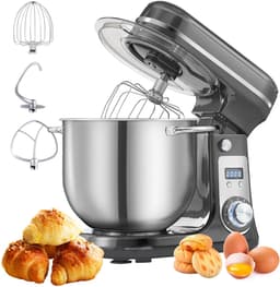 Keukenmachine 6L - 1200W - Staande Mixer - RVS Mengkom - 6 Snelheden + Pulse - LED Display - Inclusief Garde, Deeghaak & Platte Menghaak - Zwart — thumbnail 3
