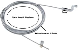 Dailygoods- Gaskabel 2000 mm - Flexibele Kabel - Z-haak Motorremkabel - Staal - Diameter 1,5 mm - Duurzaam en Sterk — thumbnail 2
