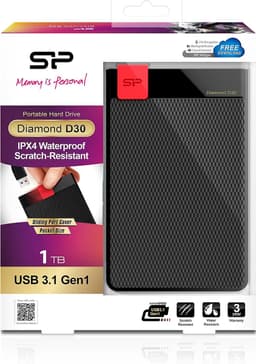 Externe Harde Schijf - Draagbare Opslag - Bestanden Opslaan - IPX4 Waterbestendig - 1TB - Zwart — thumbnail 3