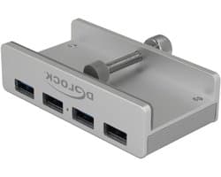 Externe USB Hub - 4 poorten - Computer uitbreiden - Bevestigingsmogelijkheid - USB 3.0 - Zilver