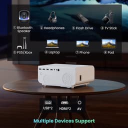 Beamer Full HD 1080P WiFi Bluetooth Mini Projector 12000 Lumen 4K Ondersteuning Draagbaar 300 Inch — thumbnail 2