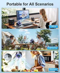 Solvix tafel ventilator geluidloos - Bureauventilator - USB Oplaadbaar - 100 Snelheidsinstellingen - 360° Verstelbaar - Voor Thuis, Kantoor & Kamperen — thumbnail 4