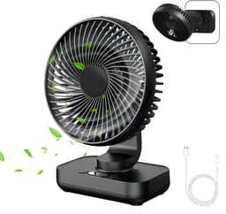 Solvix tafel ventilator geluidloos - Mini Desk Fan - Zwart - Stil en Krachtig - Oplaadbare Batterij - Voor Thuis, Kantoor en Buiten — thumbnail 1