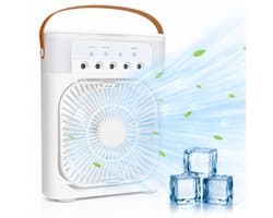 Lifetime Air Tafelventilator met Vernevelstand - Draagbare Bureau Ventilator met Water - USB-C Aansluiting - RBG LED Verlichting - Kantelbaar - Wit