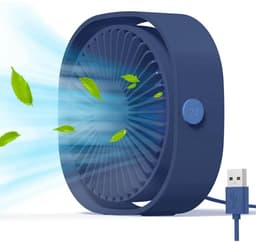 GELLDG Mini USB-ventilator - Draagbare, stille bureauventilator - 3 instelbare ventilatorsnelheden - USB-voeding - Geschikt voor thuis en op kantoor - Blauw — thumbnail 1