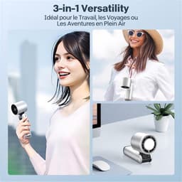 LISM-Mini draagbare airconditioner, opvouwbare ventilator met LED-scherm en koelfunctie, 1-199 ventilatorsnelheden, 3600mAh turbineventilator met hals, Geschikt voor buiten, kamperen en kantoorgebruik - wit. — thumbnail 2