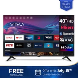 Hikers Smart TV 40 Inch (101 cm) FHD WiFi VIDAA Randloze TV met Drievoudige Tuner DVB-T/T2/S/S2/C | HDMI x3, USB x2, CI+ | Spraakbediening & Streaming Apps — thumbnail 1