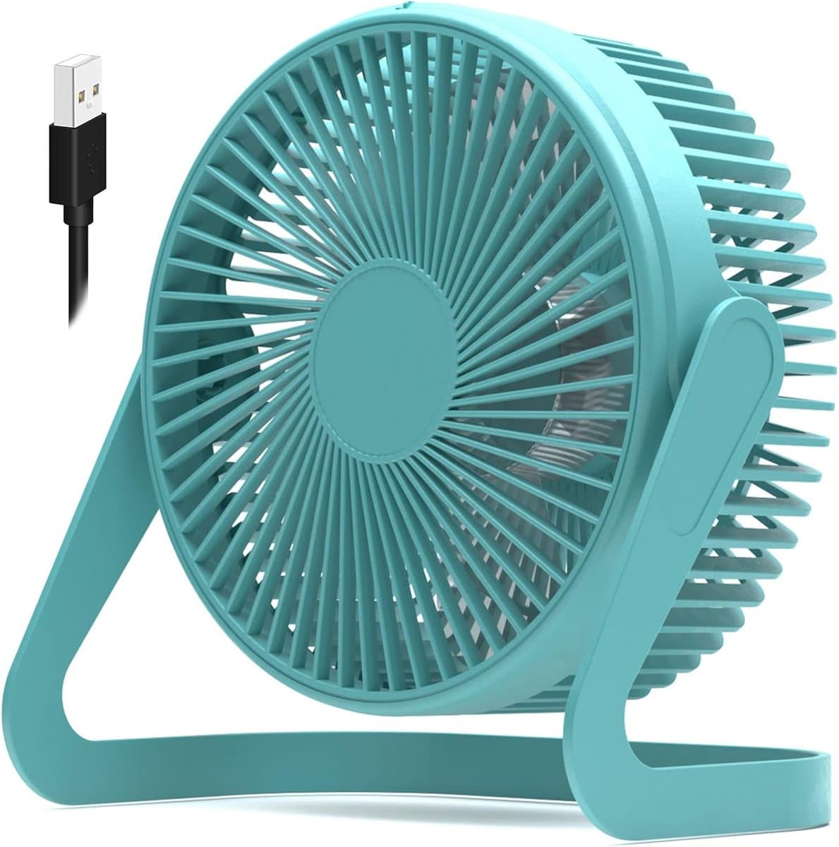 USB-aangedreven mini-ventilator - Stille bureauventilator - Twee snelheidsstanden, krachtige luchtstroom - 360° draaibaar - Geschikt voor kantoren en studeerkamers - Groen — afbeelding 1