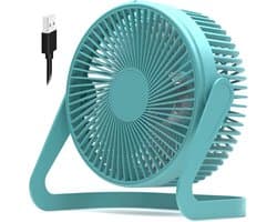 USB-aangedreven mini-ventilator - Stille bureauventilator - Twee snelheidsstanden, krachtige luchtstroom - 360° draaibaar - Geschikt voor kantoren en studeerkamers - Groen
