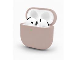 Enluxe Case geschikt voor Airpods 4 / 5 - Zand Kleur Sand Pink - Premium Siliconen Hoesje, Valbescherming & Spatwaterdicht, Draadloos Opladen Compatibel