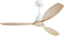 PHOEBE CAT 52 inch Plafondventilator - Houten bladen - 6 snelheidsstanden - Inclusief afstandsbediening - Wit + Naturel — thumbnail 1