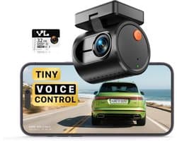 Compacte Dashcam Auto - Mini Camera - Veilig Rijden - Stem- en Appbediening - 2K QHD 1296P - Zwart