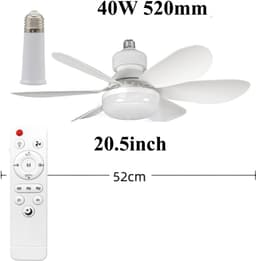 Plafondventilator met verlichting en afstandsbediening - Platte, vlakke plafondventilator zonder bladen - Dimbaar LED-licht (3000K-6500K) - 3 windsnelheden - Timer - Stille, compacte plafondventilator (52 cm) — thumbnail 2