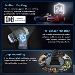 SnelShoppen - Inefala 2K WiFi Dash Cam 4 Kanalen, 360° Beeld, Nachtzicht, Parkeerbewaking, G-Sensor, 3 Inch IPS Scherm, Voor Auto's, Voertuigen, Veili — thumbnail 3