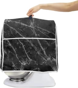 Mixer Cover - Keukenmachinehoes Stofkap - Keuken Apparaat Beschermen - Met Ritsvak - 38x27.5x37cm - Zwart Marmer — thumbnail 4