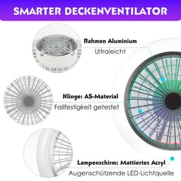 50W Slimme Plafondventilator met LED-Licht en RGB - 6 Snelheden - App en Afstandsbediening - Stil - Geschikt voor Slaapkamer en Woonkamer. — thumbnail 3