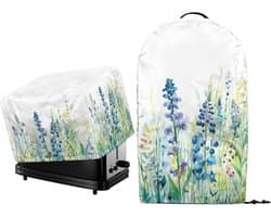Keuken Apparaat Hoezen - Stofkappen Set - Keuken Organiseren - Set van Twee - Meerdere Maten - Blauw Groen Bloemen